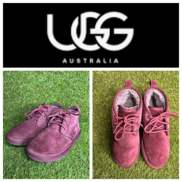 UGG Neumel‎ Mens Burgundy 3 Eye Chukka Boot 8 - Picture 1 of 12